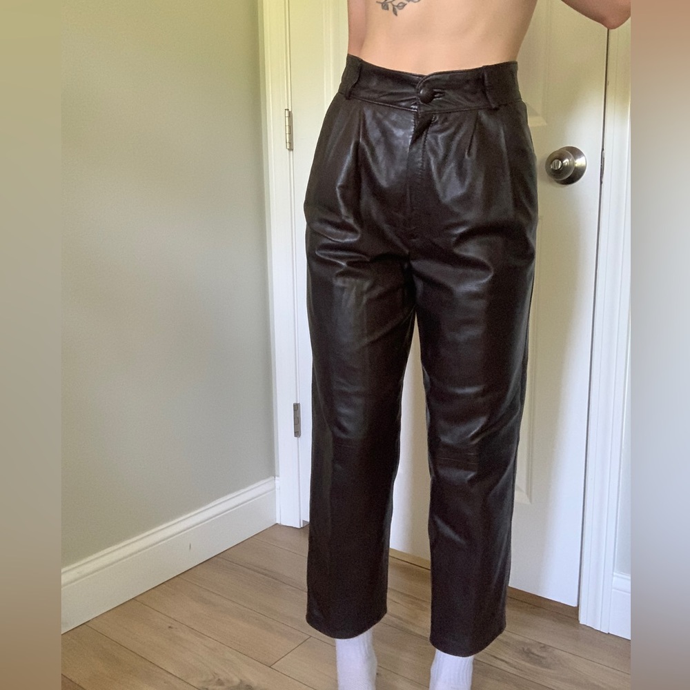 Alan blizerian leather double lined leather pants brown